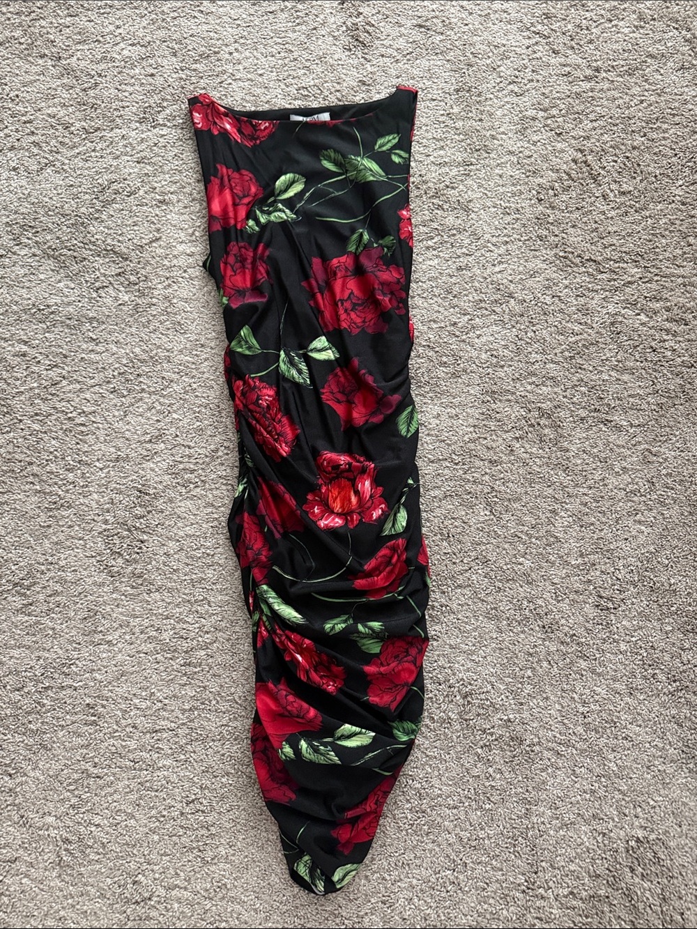 AFRM Black And Red Rose Print Dress - Small